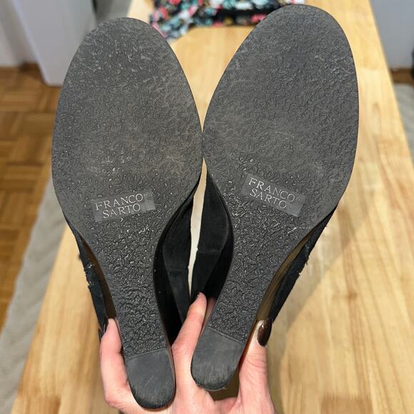 Franco Sarto Women's Black Suede Leather Zip 'Watch’ Wedge Boots, Size 8.5, EUC - Picture 7 of 7